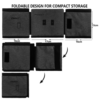 riemot Luggage Travel Cup Holder Free Hand Drink Carrier - Hold Two Coffee Mugs - Fits Roll on Suitcase Handles - Gifts for Flight Attendants Travelers Accessories Carbon Black