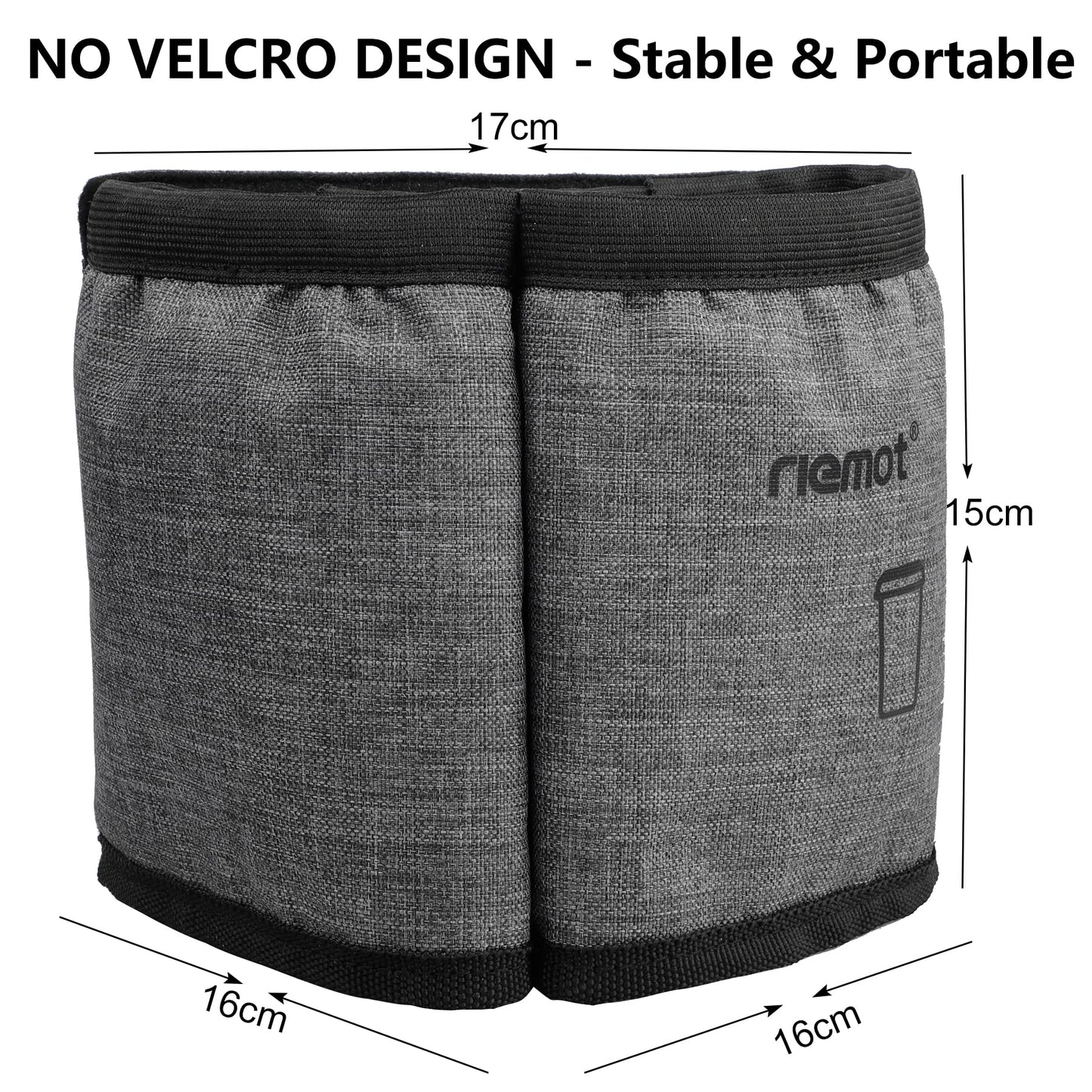 riemot Luggage Travel Cup Holder Free Hand Drink Carrier - Hold Two Coffee Mugs - Fits Roll on Suitcase Handles - Gifts for Flight Attendants Travelers Accessories Carbon Black