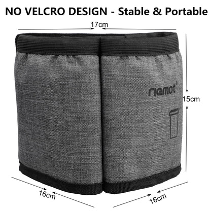 riemot Luggage Travel Cup Holder Free Hand Drink Carrier - Hold Two Coffee Mugs - Fits Roll on Suitcase Handles - Gifts for Flight Attendants Travelers Accessories Carbon Black