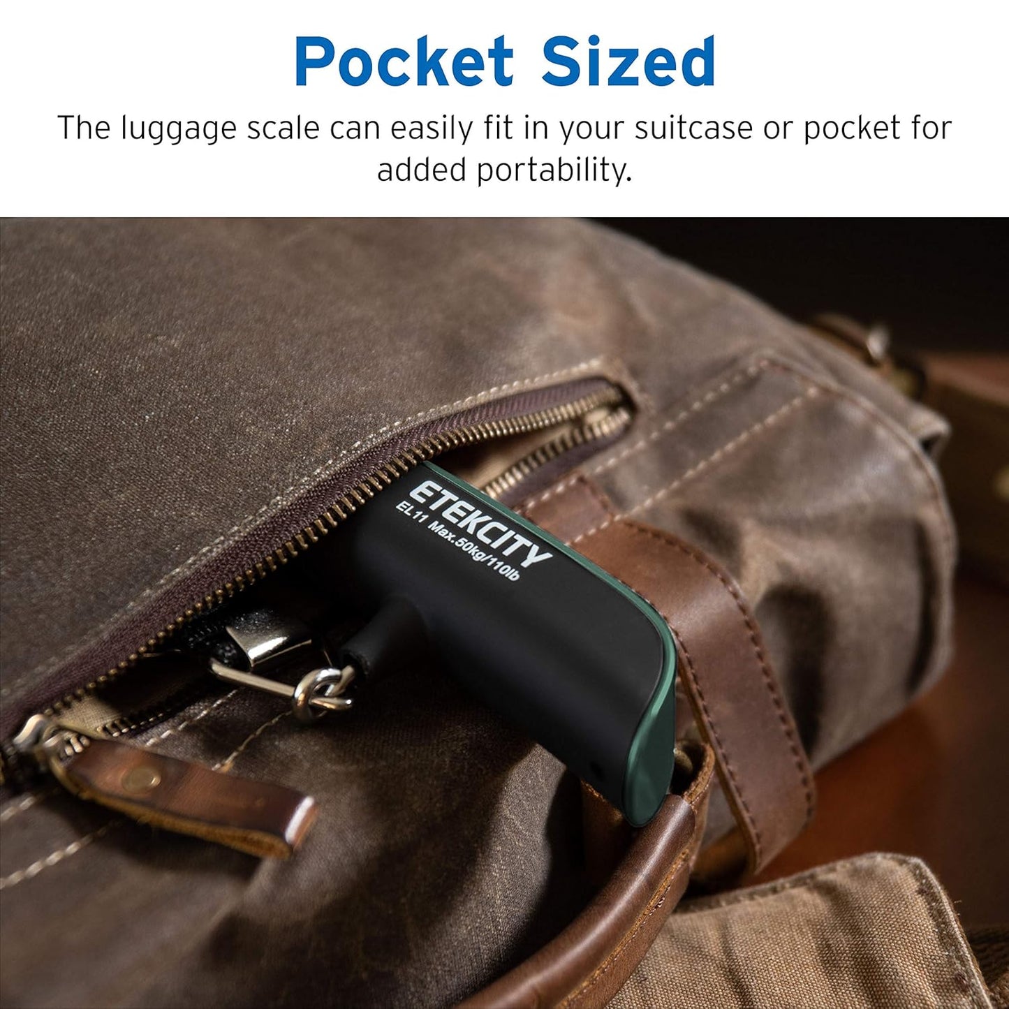 Etekcity Luggage Scale, Travel Essentials, Digital Suitcase Weight Scales for Travel Accessories, Hanging Baggage Scale with Temperature Sensor, Rubber Paint, 110 Pounds, Battery Included, Blue