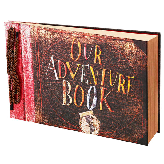 Scrapbook Photo Album,Our Adventure Book, Embossed Words Hard Cover Movie Up Travel Scrapbook for Anniversary, Wedding, Travelling, Baby Shower, etc (Adventure Book)